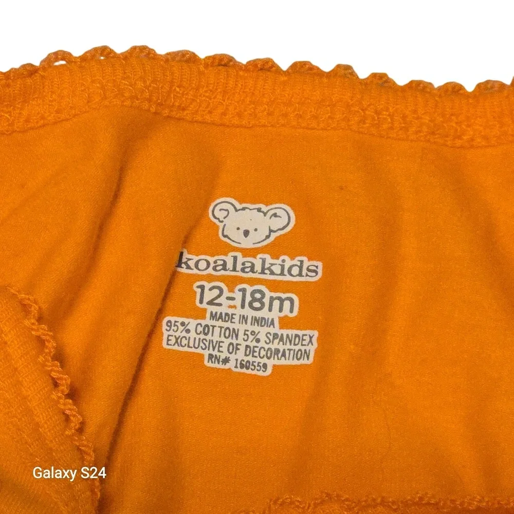 NWT  Koala Kids 12-18 Months Halloween Pumpkin‎ Face Orange Long Sleeve Bodysuit
